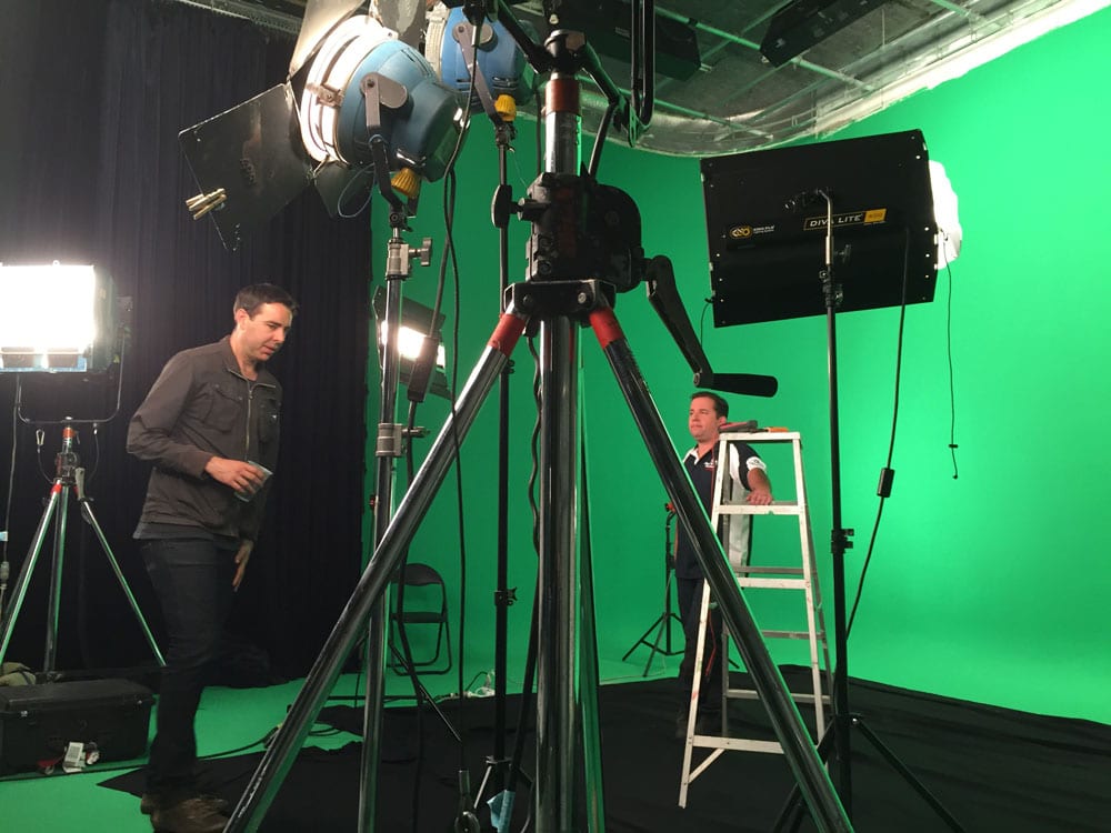 Green screen studio filming