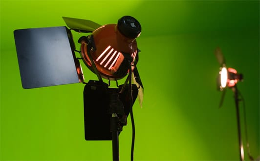 Light in green screen studio