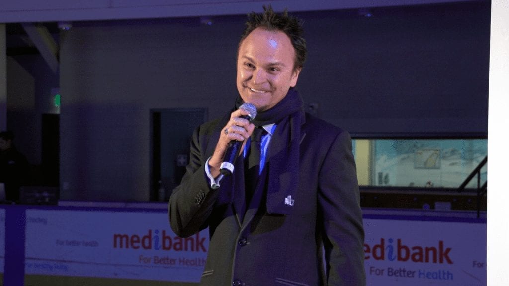 Steven Bradbury at the Last Man Standing event at Melbourne Icehouse