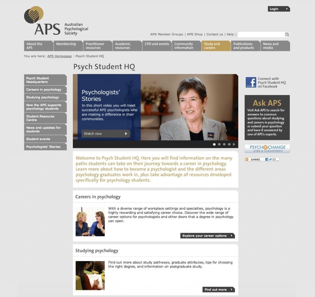 The Psychologist's Stories video, featured on the APS Website
