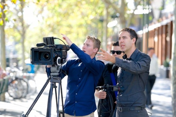 Crew setting up camera shot