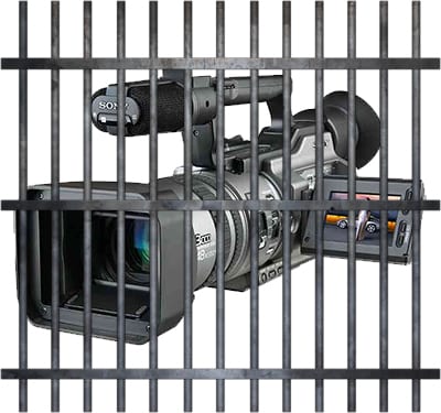 Camera behind bars graphic