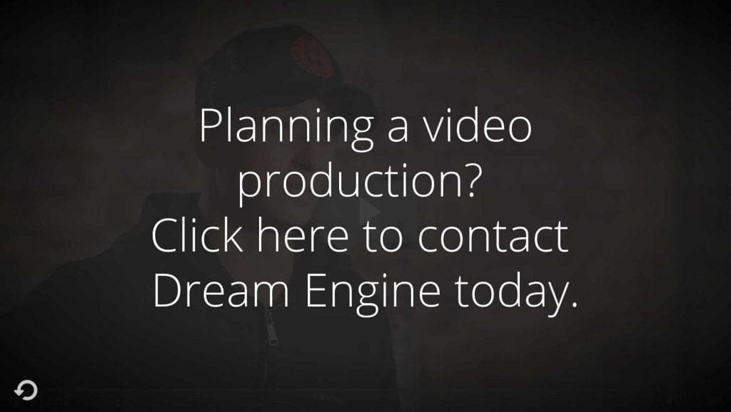 An archive video end card reading Planning a video production? Click here to contact Dream Engine today.