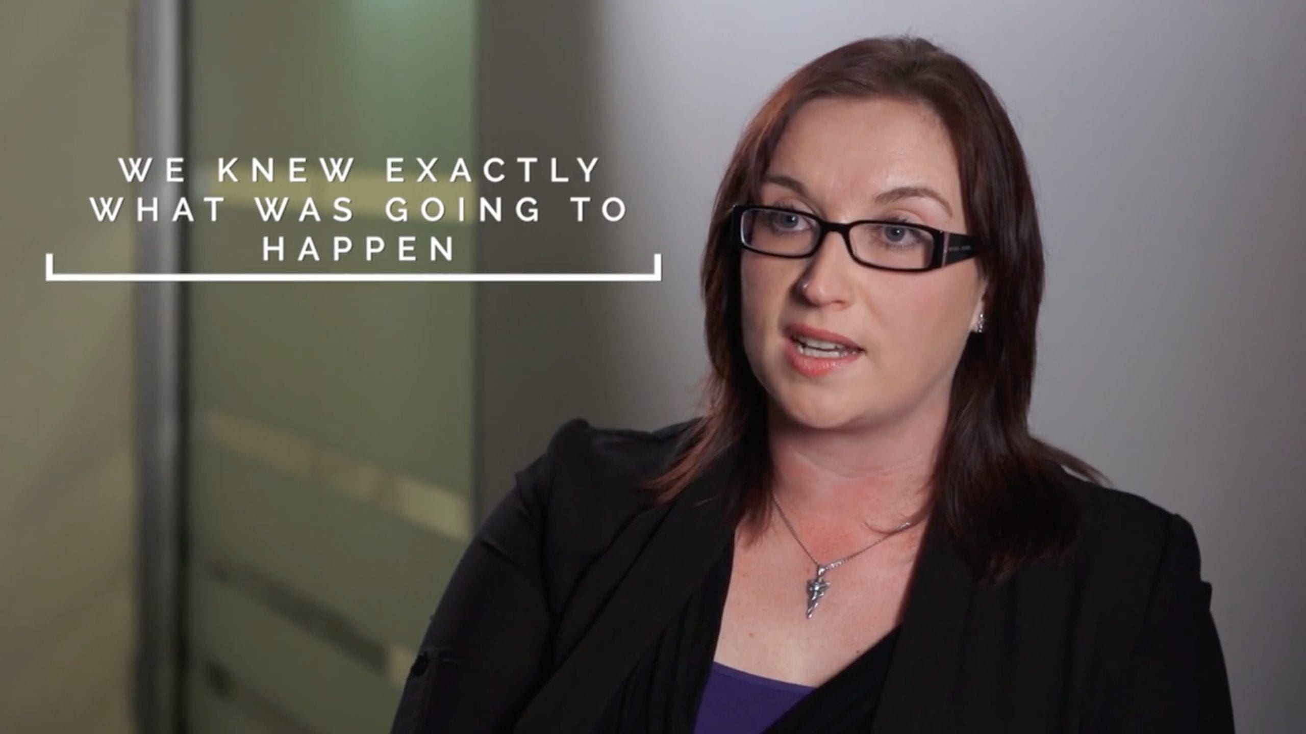 Finished Dream Engine corporate interview frame combining spoken content with on-screen text