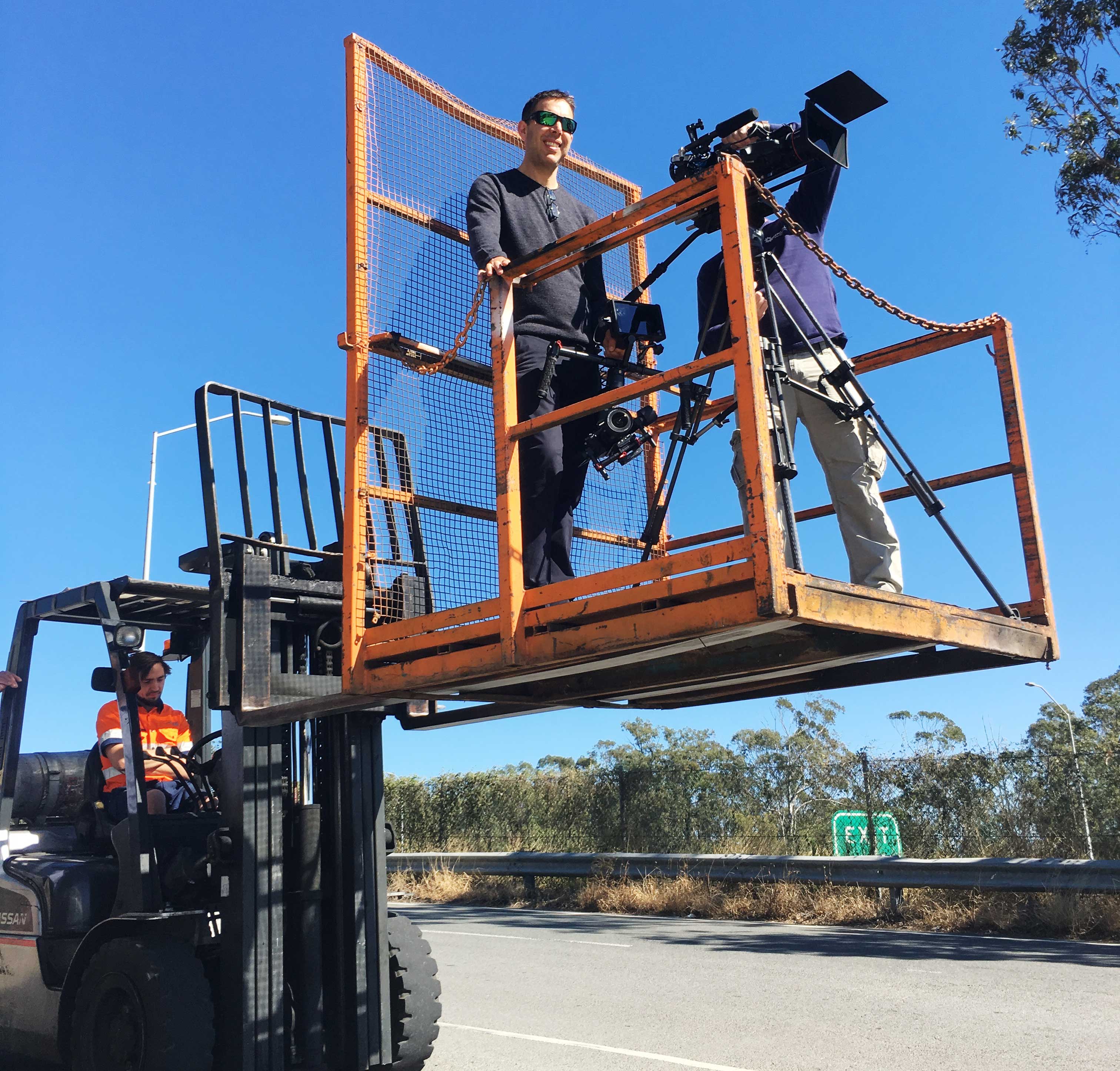 Dream Engine camera crew filming from a specialist elevated camera platform