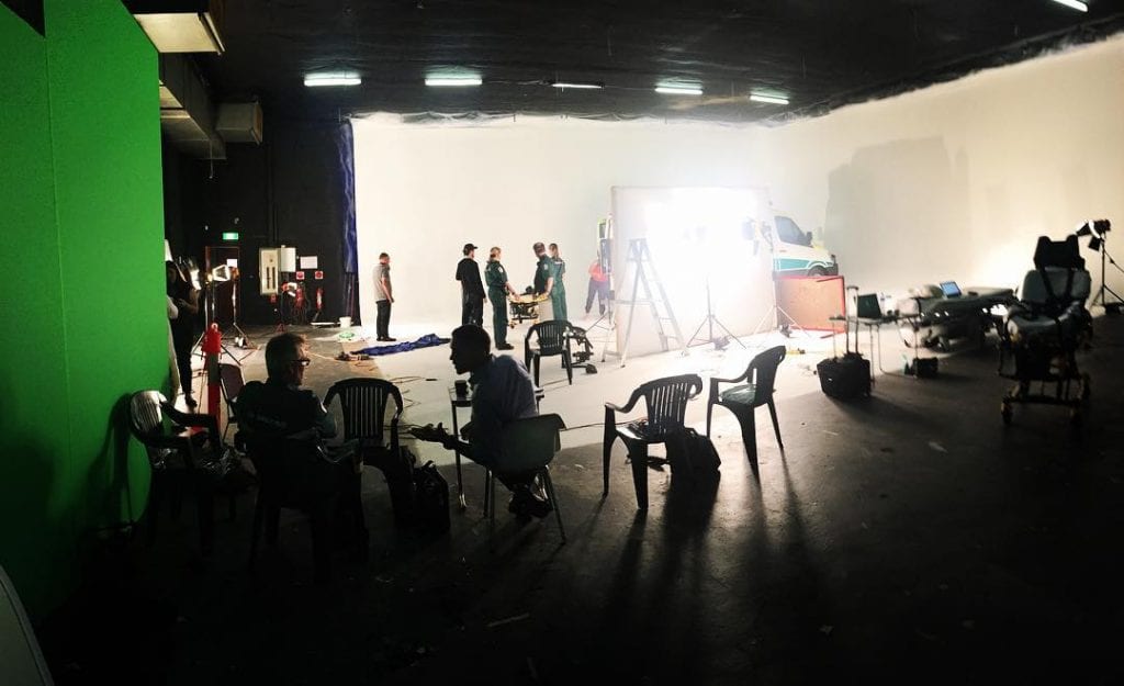 Crew working on set 
