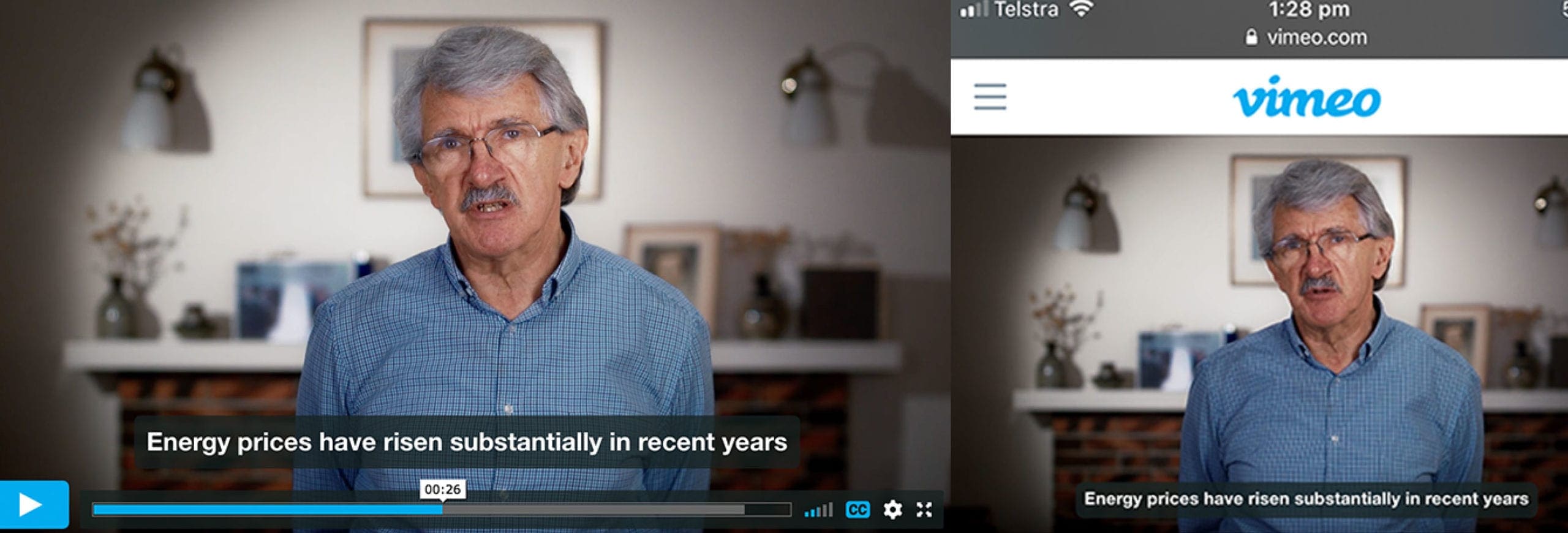 Dream Engine captioned video shown on desktop and mobile screens