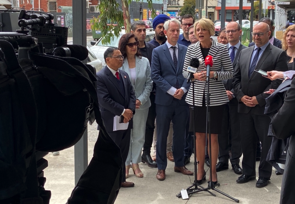 Politicians addressing the media