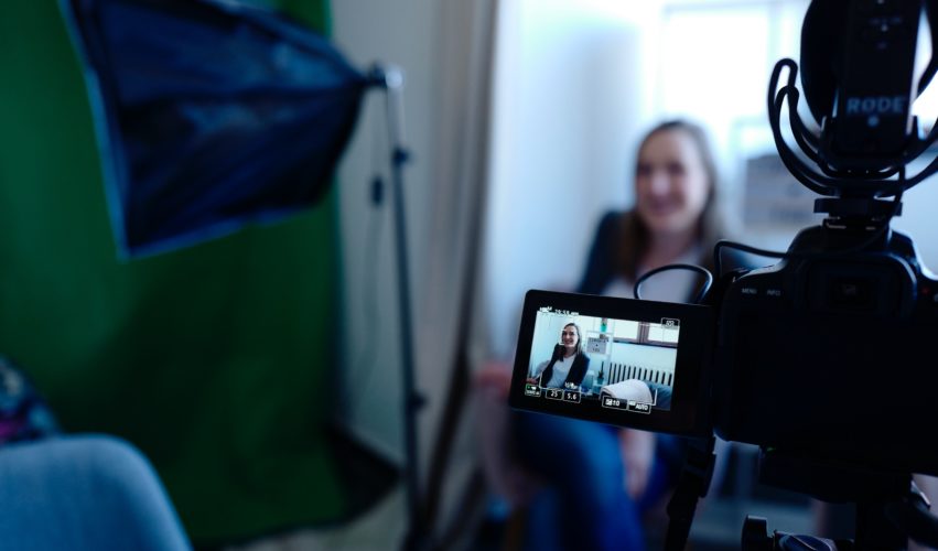Filming interview with green screen