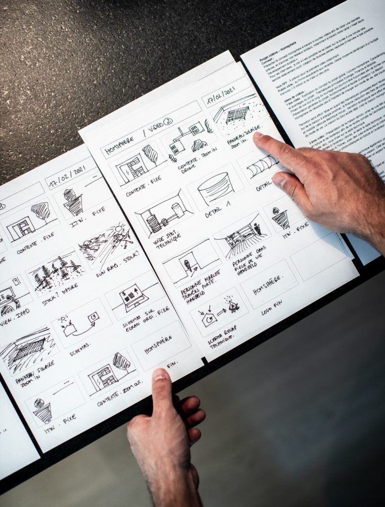 Hand drawn storyboard