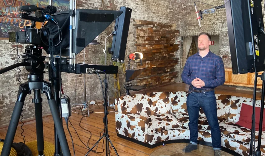 man talking to camera