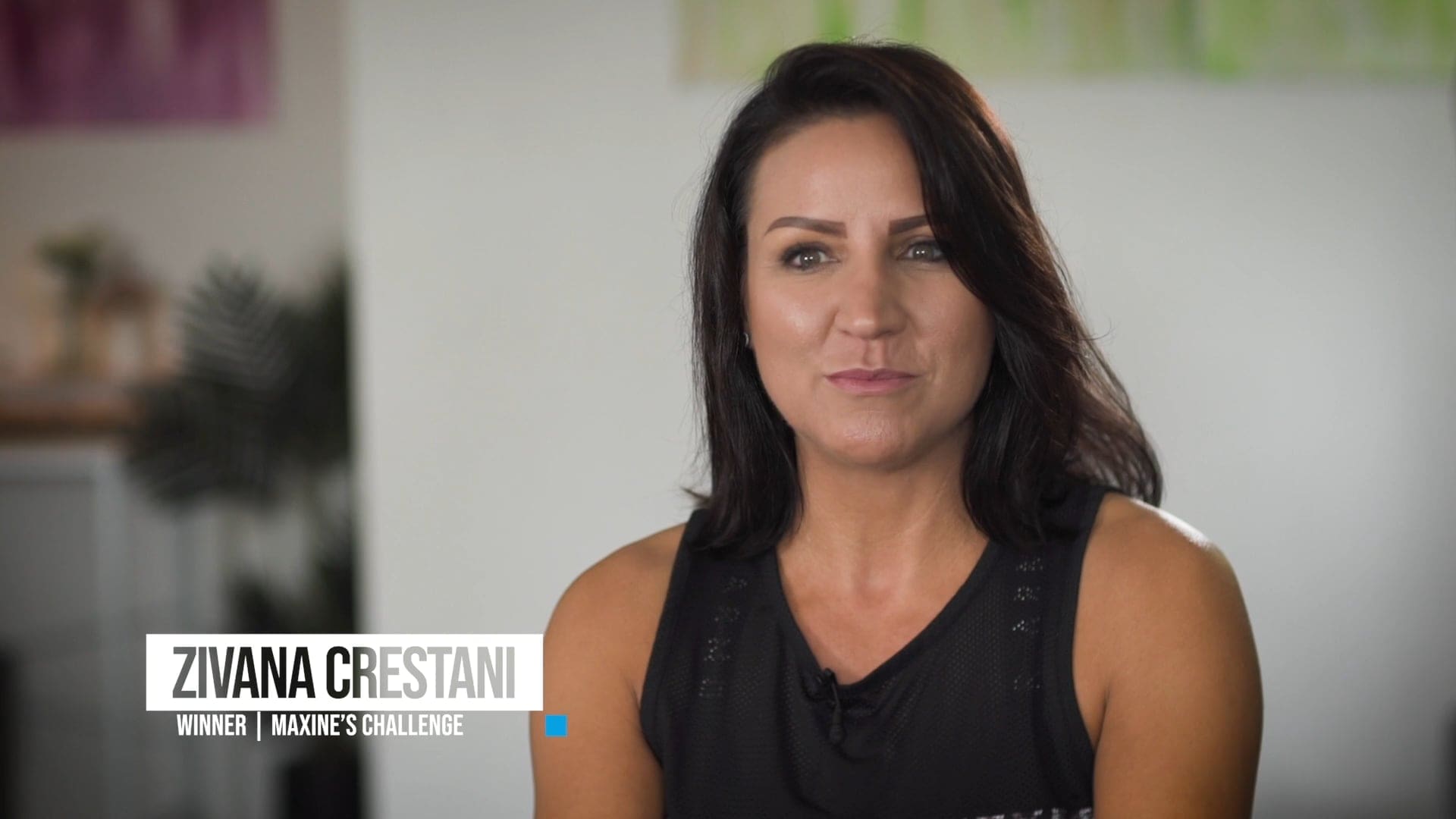 Finished Dream Engine interview frame from a fitness video