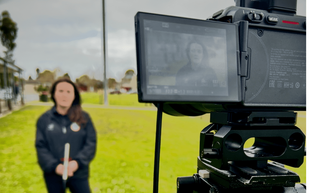 woman being interviews