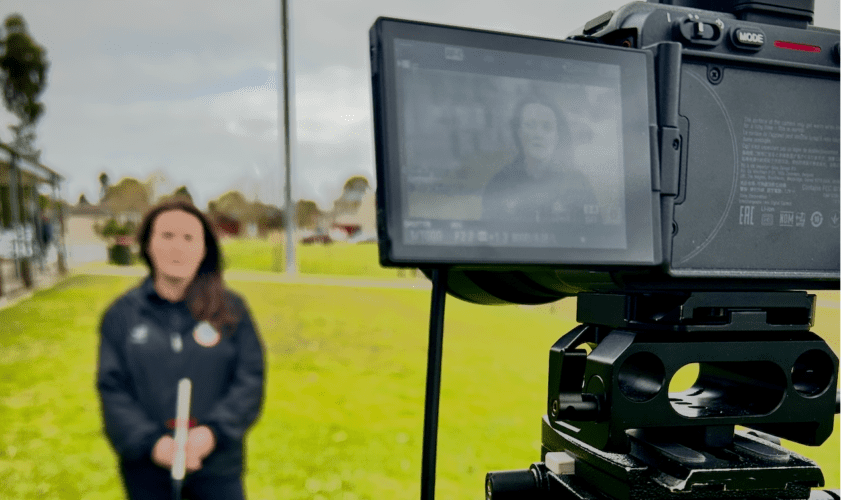 woman being interviews