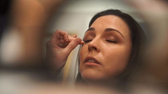 Giaan Rooney having make-up applied during the Spalding campaign shoot