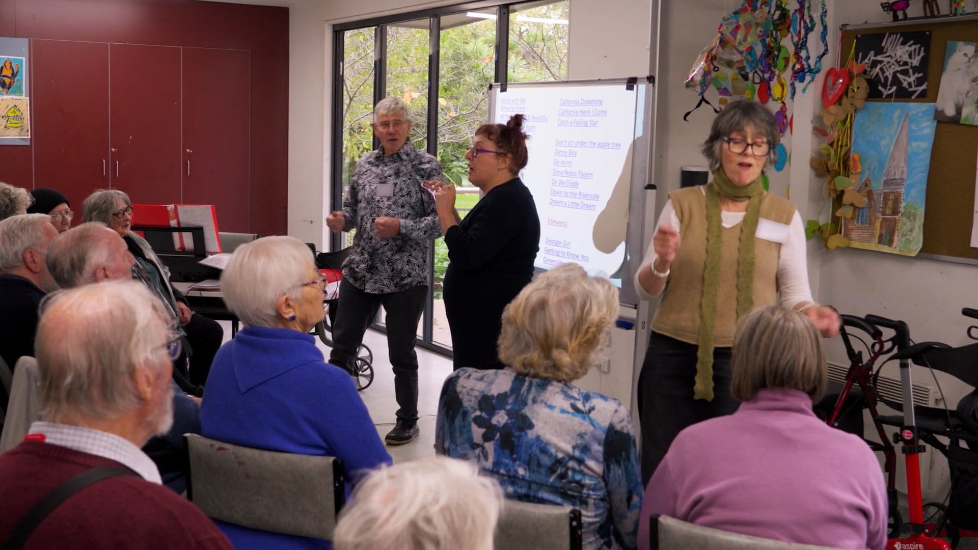 Older Boroondara residents taking part in a community music activity